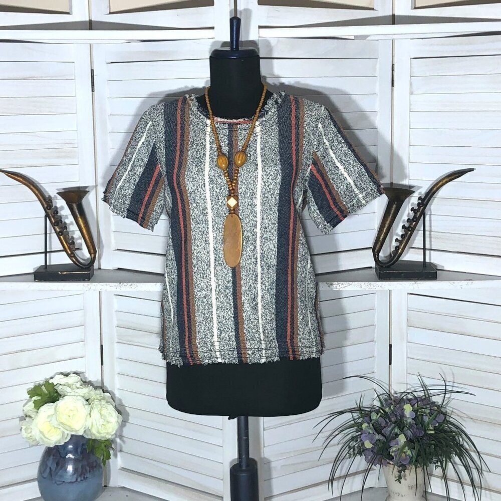 Boho Blouse striped 70s hippie whimsigoth western coastal cowgirl cottagecore S